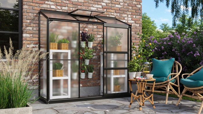 Växthus Ida 1300 Svart Poly Sockel 1,3 m² Vitavia